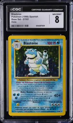 1999 POKEMON SPANISH BASE SET HOLO #2/102 BLASTOISE CGC 8 - Image 1
