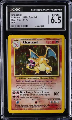 1999 POKEMON SPANISH BASE SET HOLO #4/102 CHARIZARD CGC 6.5 - Image 1