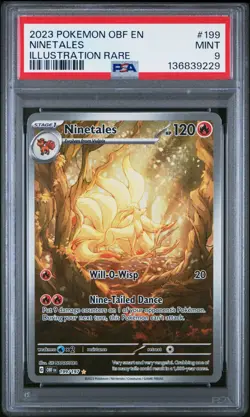 2023 POKEMON OBF EN OBSIDIAN FLAMES 199 NINETALES ILLUSTRATION RARE PSA 9 - Image 1