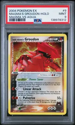 2004 POKEMON EX TEAM MAGMA VS TEAM AQUA #9 TEAM MAGMA'S GROUDON-HOLO PSA 9 - Image 1