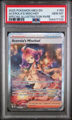 2025 POKEMON MEG SPECIAL ILLUSTRATION RARE #183 ACEROLA'S MISCHIEF PSA 10 - Image 1
