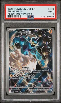 2025 POKEMON SVP BLACK BOLT POKEMON CENTER ETB PROMO #209 THUNDURUS PSA 9 - Image 1