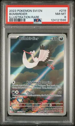 2023 POKEMON SVI EN-SCARLET & VIOLET ILLUSTRATION RARE #219 BOMBIRDIER PSA 8 - Image 1