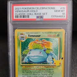 PSA 10 Pokemon Venusaur 15/102 Celebrations Classic Collection Holo GEM MINT 10 - Image 2