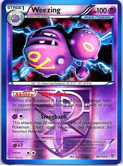 2013 POKEMON WEEZING 58/135 PLASMA STORM TEAM PLASMA HOLO RARE LP - Image 1