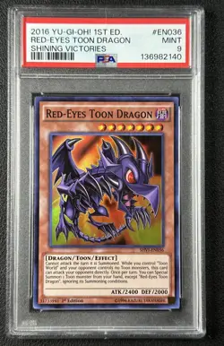 RED-EYES TOON DRAGON PSA 9 2016 YU-GI-OH! SHINING VICTORIES 1ST ED. SHVI-EN036 - Image 1