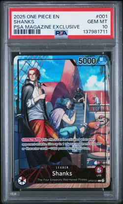 2025 ONE PIECE PROMOS PSA MAGAZINE EXCLUSIVE #001 SHANKS PSA 10 - Image 1