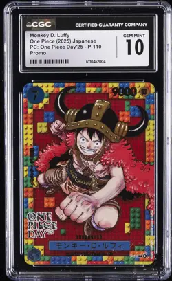 2025 ONE PIECE JPN PC: ONE PIECE DAY'25, PROMO MONKEY D. LUFFY CGC 10 GEM MINT - Image 1