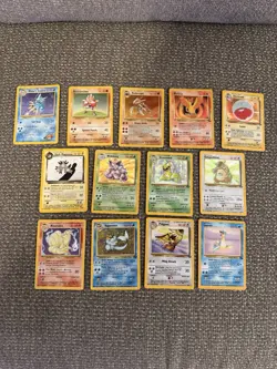 Vintage Pokemon Card Lot of 13 - Rare Holo Base Set, Fossil, Jungle LP/MP - Image 1