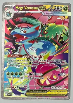 Pokemon Mega Venusaur EX 177/132 Me01: Mega Evolution Full Art Holo Rare Card - Image 1