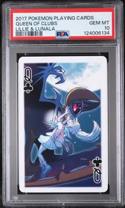 2017 POKEMON PLAYING CARDS LILLIE GLADION & LUSAMINE QUEEN OF CLUBS PSA 10 - Image 1