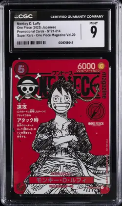 2025 ONE PIECE JAPANESE PROMO CARDS SUPER RARE #ST21-014 MONKEY D. LUFFY CGC 9 - Image 1