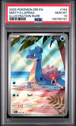 2025 POKEMON DRI EN-DESTINED RIVALS ILLUSTRATION RARE #194 MISTY'S LAPRAS PSA 10 - Image 1