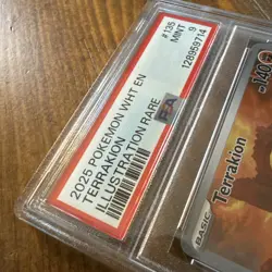 TERRAKION #135 ILLUSTRATION RARE 2025 POKEMON EN WHITE WHITE FLARE PSA 9 LOW POP - Image 4