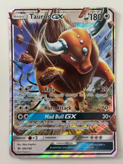 Tauros GX - 100/149 - Pokemon Sun & Moon Base Set Ultra Rare Card - Image 1
