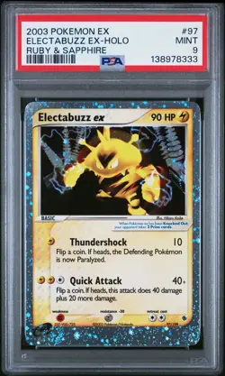 2003 POKEMON EX RUBY & SAPPHIRE #97 ELECTABUZZ EX-HOLO PSA 9 - Image 1