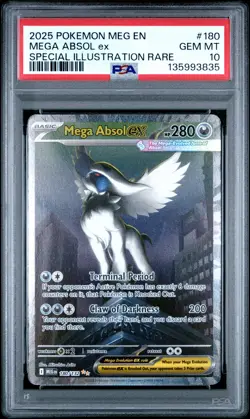 2025 POKEMON MEGA EVOLUTION SPECIAL ILLUSTRATION RARE #180 MEGA ABSOL EX PSA 10 - Image 1