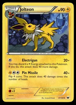 Pokemon Jolteon 37/108 Black & White Dark Explorers Near Mint - Image 1