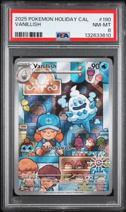 132633610 Vanillish 2023 Pokemon SV Paradox Rift Holiday #190 PSA 8 - Image 1