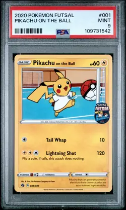 2020 POKEMON FUTSAL #001 PIKACHU ON THE BALL PSA 9 - Image 1