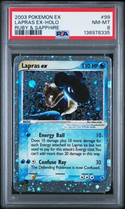 2003 POKEMON EX RUBY & SAPPHIRE #99 LAPRAS EX-HOLO PSA 8 - Image 1
