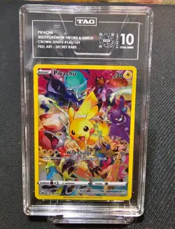 Pikachu Full Art Pokemon Crown Zenith 160/159 Gem mint TAG 10 - Image 1