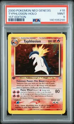 2000 POKEMON NEO GENESIS 1ST EDITION #18 TYPHLOSION-HOLO PSA 9 - Image 1