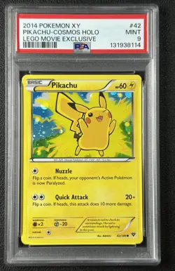 PIKACHU COSMOS HOLO PSA 9 2014 POKEMON XY #42/146 LEGO MOVIE EXCLUSIVE MINT 8114 - Image 1