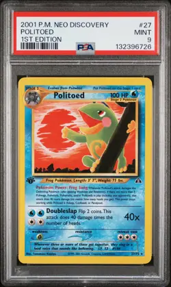 2001 POKEMON NEO DISCOVERY 1ST EDITION #27 POLITOED PSA 9 - Image 1