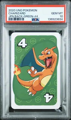 2020 UNO POKEMON JPN BACK-GREEN-#4 CHARIZARD PSA 10 - Image 1
