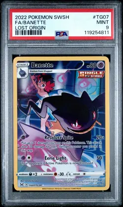 2022 POKEMON SWORD & SHIELD LOST ORIGIN #TG07 FULL ART/BANETTE PSA 9 - Image 1