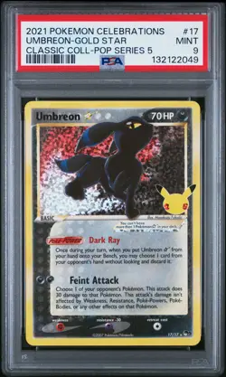 2021 POKEMON CELEBRATIONS CLASSIC COLLECTION #17 UMBREON-GOLD STAR PSA 9 - Image 1