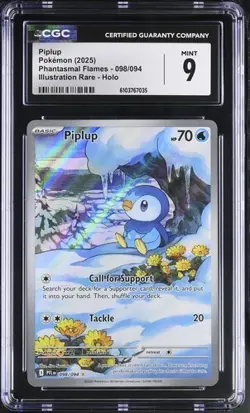 Piplup *CGC 9* Illustration Rare *Phantasmal Flames* #98 * Pokemon - Image 1