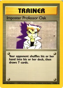 Pokemon TCG Imposter Professor Oak 73/102 Rare Base Set Unlimited DMG - Image 1