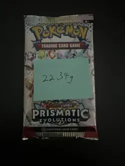 22.34g VERY HEAVY Prismatic Evolutions Pokemon Sealed Booster Pack New - Image 3