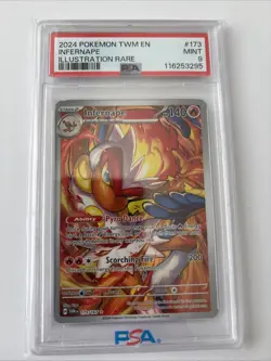 2024 POKEMON TWM EN-TWILIGHT MASQUERADE ILLUSTRATION RARE #173 INFERNAPE PSA 9 - Image 2