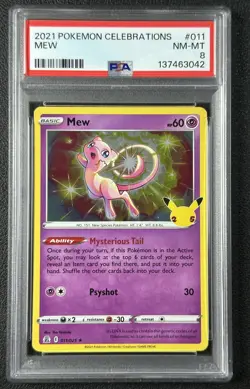 MEW PSA 8 2021 POKEMON SWORD & SHIELD CELEBRATIONS #011/025 NM-MT 3042 - Image 1