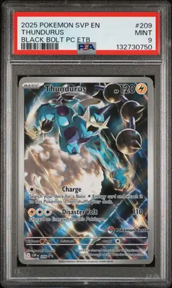 2025 POKEMON SVP BLACK BOLT POKEMON CENTER ETB PROMO #209 THUNDURUS PSA 9 - Image 1