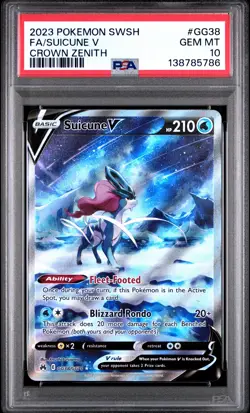 2023 POKEMON SWORD & SHIELD CROWN ZENITH #GG38 FULL ART/SUICUNE V PSA 10 - Image 1