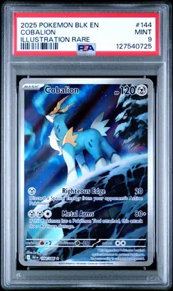2025 POKEMON BLK EN-BLACK BOLT ILLUSTRATION RARE #144 COBALION PSA 9 - Image 1