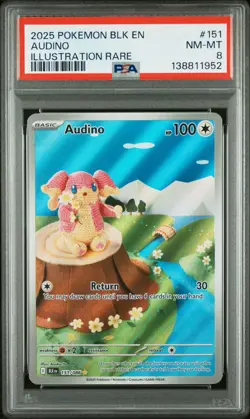 2025 POKEMON BLK EN-BLACK BOLT ILLUSTRATION RARE #151 AUDINO PSA 8 - Image 1