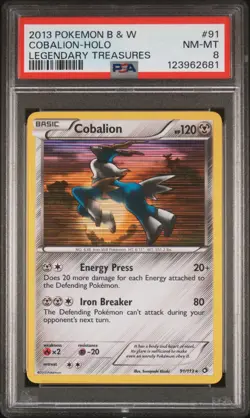 2013 POKEMON B&W LEGEND TREASURES #91 COBALION-HOLO PSA 8 - Image 1
