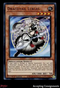 2025 Yu-Gi-Oh! TCG Justice Hunters 1st Ed #JUSHEN001 Dracotail Lukias UR - Image 1