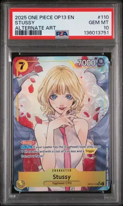2025 ONE PIECE OP13-CARRYING ON HIS WILL ALTERNATE ART #110 STUSSY PSA 10 - Image 1