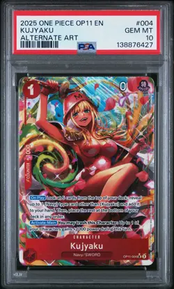 2025 ONE PIECE OP11-A FIST OF DIVINE SPEED ALTERNATE ART #004 KUJYAKU PSA 10 - Image 1
