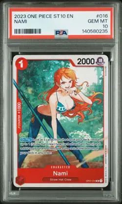 2023 ONE PIECE ULTRA DECK ST10-THE THREE CAPTAINS #016 NAMI PSA 10 - Image 1