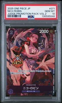 2025 ONE PIECE JAPANESE JUDGE PROMOTION PACK VOL.2 #071 NICO ROBIN PSA 10 - Image 1