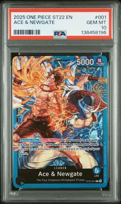 2025 ONE PIECE STARTER DECK ST22-ACE & NEWGATE #001 ACE & NEWGATE PSA 10 - Image 1