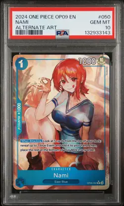 2024 ONE PIECE OP09-EMPERORS IN THE NEW WORLD ALTERNATE ART #050 NAMI PSA 10 - Image 1
