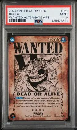 2024 ONE PIECE OP09-EMPERORS IN THE NEW WORLD WANTED ALTERNATE ART BUGGY PSA 9 - Image 1